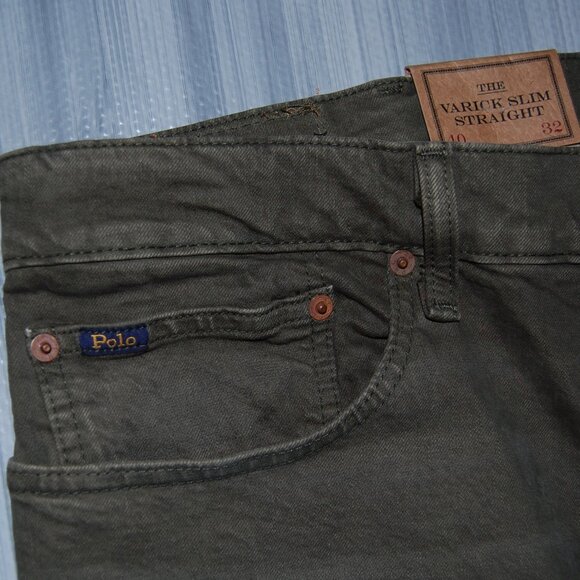 POLO RALPH LAUREN Varick Slim Straight Green Jeans Men's Size 40X32 NWT - Picture 6 of 7